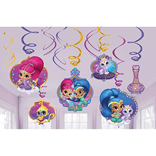 amscan Shimmer and Shine Hanging Swirl Decorations Multi-Colored | 12 Pieces (Pack of 2)