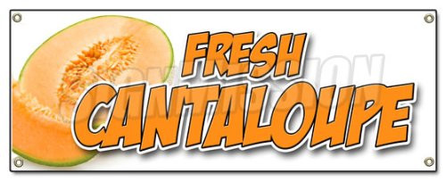 Fresh Cantaloupe Banner Sign Fruit Harvest Fresh Market Produce