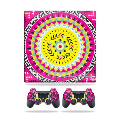 MightySkins Skin Compatible with Sony Playstation 3 Slim Console wrap Sticker Skins Pink Aztec
