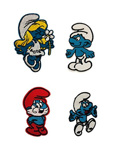 Embroidered Iron/sew on Patch Cloth Applique Collectible Disney Patches (Smurfs-Set)