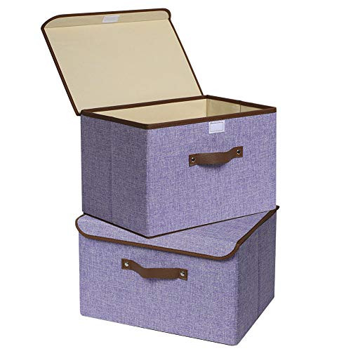Storage Bins, UUJOLY Foldable Storage Box Cube with Lids and Handles Fabric Storage Basket Bin Organizer Collapsible Drawers Containers for Nursery,Closet,Bedroom,Home (Purple-2pcs) Storage Bins, UUJOLY Foldable Storage Box Cube with Lids and Handles Fabric Storage Basket Bin Organizer Collapsible Drawers Containers for Nursery,Closet,Bedroom,Home (Purple-2pcs)