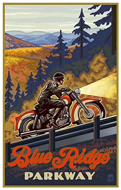 Blue Ridge Parkway North Carolina Motorcycle Climb Travel Art Print Poster by Paul A. Lanquist (12" x 18") Blue Ridge Parkway North Carolina Motorcycle Climb Travel Art Print Poster by Paul A. Lanquist (12" x 18")