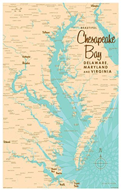 Chesapeake Bay MD Virginia Vintage-Style Map Art Print Poster by Lakebound (12" x 18"). Chesapeake Bay MD Virginia Vintage-Style Map Art Print Poster by Lakebound (12" x 18").
