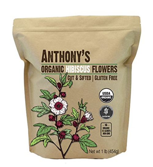 Anthony's Organic Hibiscus Flowers, 1lb, Cut & Sifted, Gluten Free, Non GMO, Non Irradiated, Keto Friendly Anthony's Organic Hibiscus Flowers, 1lb, Cut & Sifted, Gluten Free, Non GMO, Non Irradiated, Keto Friendly