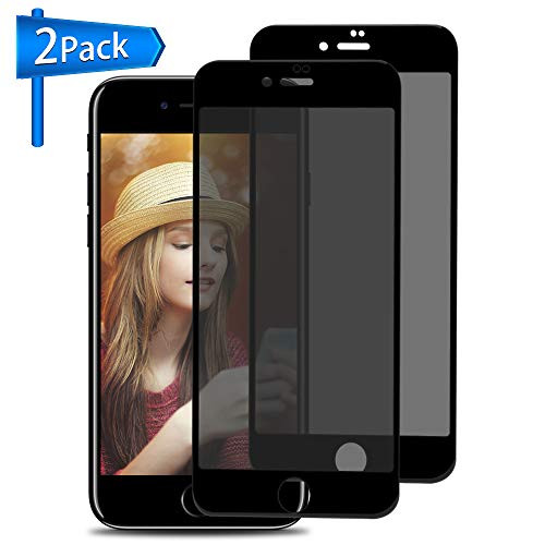 Privacy Screen Protector for iPhone 8 iPhone 7 [4.7 inch, 2 Pack] ANYOYO Tempered Glass Screen Protector 3D Full Coverage Anti Spy/Glare/No Bubbles Tempered Glass Film [Black, Easy Install]