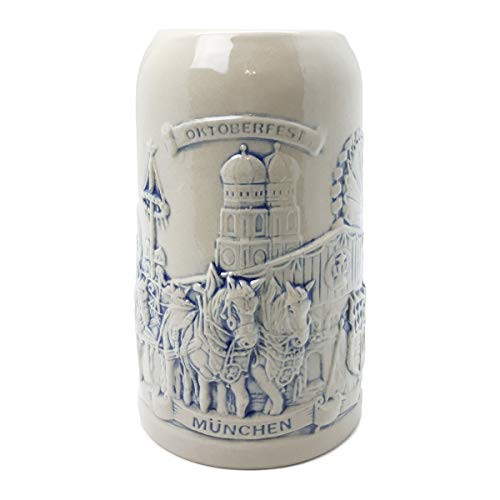 Beer Stein Munich Beer Wagon Stoneware Beer Mug by E.H.G | 1 Liter