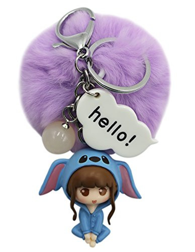 Aibearty Cute Keychain Pom Pom Car Keychain Girl Keyring Fur Ball Key Chain Bag Backpack Pendant