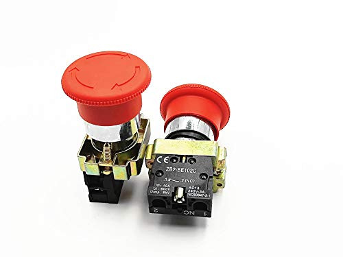 LYM 1PCS NC Latching Red Sign Mushroom Emergency Stop Push Button Switch