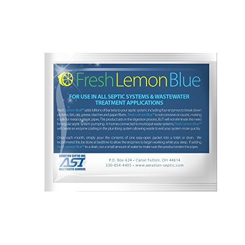 Fresh Lemon Blue Septic Tank System Treatment - Contains All Natural & Safe Enzymes And Bacteria 1 packet