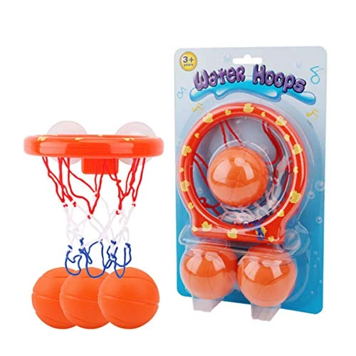 KATERT Fun Bath Toy Basketball Hoop & Balls Set for Boys and Girls, Bathtub Shooting Game for Kid & Toddler with Strong Suctions Cups