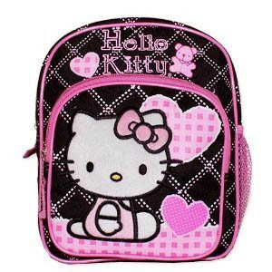 New Sanrio Hello Kitty Pink/ Black Mini Backpack with Heart School Bag (JoyAve)
