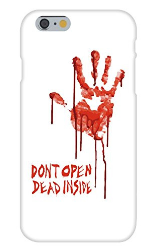 Apple iPhone 6 Custom Case White Plastic Snap On - Bloody Dead Zombie Hand"Dont Open Dead Inside"