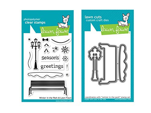 Lawn Fawn Winter in The Park Clear Stamp Set and Coordinating Custom Craft Dies, Bundle of Two Items (LF570,LF970) Lawn Fawn Winter in The Park Clear Stamp Set and Coordinating Custom Craft Dies, Bundle of Two Items (LF570,LF970)