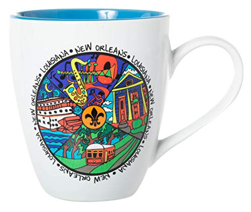 New Orleans Multicolor Bistro Style Ceramic Souvenir Coffee Mug