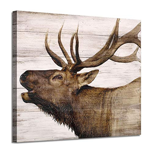 Elk Pictures Canvas Wall Art: Wildlife Animals Artwork Print on Wrapped Canvas Paintings for Bedroom (24'' x 18'')