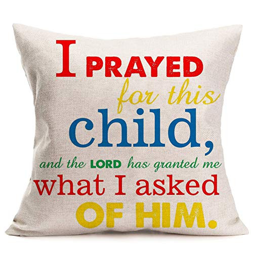 Asamour Inspirational Quotes Cotton Linen Throw Pillow Case Cushion Cover Warm and Healing Lettering Pillow Sham Home Sofa Decor Pillowcase 18''x18'' (I Prayed for This Child-1) Asamour Inspirational Quotes Cotton Linen Throw Pillow Case Cushion Cover Warm and Healing Lettering Pillow Sham Home Sofa Decor Pillowcase 18''x18'' (I Prayed for This Child-1)