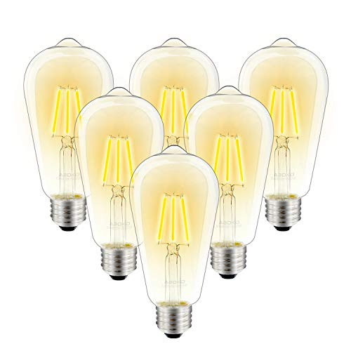 LED Dimmable Vintage Edison Led Bulbs 6W Antique Style Edison Light Bulbs, 2700K Warm White (Clear Glass), Squarrel Cage Filament Vintage Light Bulb,ST64, E26 Base (2700K-6W-6PCS) LED Dimmable Vintage Edison Led Bulbs 6W Antique Style Edison Light Bulbs, 2700K Warm White (Clear Glass), Squarrel Cage Filament Vintage Light Bulb,ST64, E26 Base (2700K-6W-6PCS)