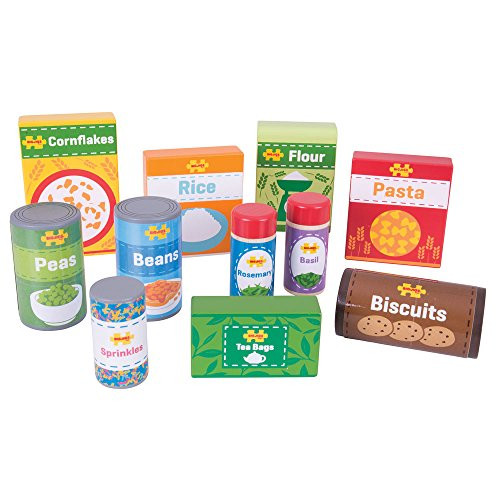 Bigjigs Toys Wooden Cupboard Groceries - Pretend Role Play Store Kitchen