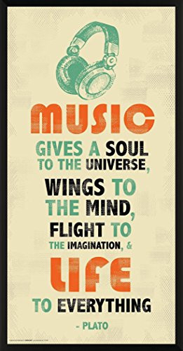 Culturenik Plato Music Inspirational Motivational Quote Decorative Print (Framed 12x24 Poster)