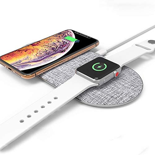 AvantGearZ Dual Wireless Charger, 10W Qi-Certified Wireless Charging Pad, Compatible iPhone Xs Max/XR/XS/X/8/8Plus/New AirPods, 10W Fast-Charging Galaxy S10/S9/S9+/S8/Note 9 (3ft USB Cable Included)