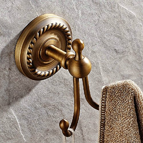 Leyden Wall Mount Antique Brass Material Robe Hooks Double Towel Hooks Bathroom Accessories