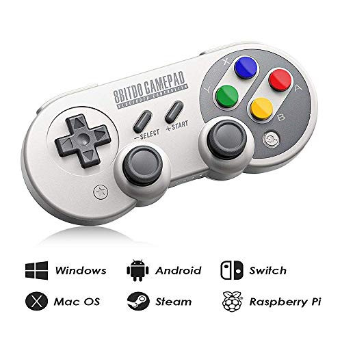8Bitdo SF30 Pro Wireless Bluetooth Controller with Joysticks Rumble Vibration USB-C Cable Gamepad for Mac PC Android Nintendo Switch Windows macOS Steam