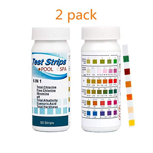 AYUZHE Pool Test Strips, 6 in 1 Spa Test Strips for Hot Tubs, PH, Total Chlorine&Alkalinity, Free Chlorine/Bromine, Cyanuric Acid. Total Hardness Water Chemistry Tester, 100 Count (2 Pack) AYUZHE Pool Test Strips, 6 in 1 Spa Test Strips for Hot Tubs, PH, Total Chlorine&Alkalinity, Free Chlorine/Bromine, Cyanuric Acid. Total Hardness Water Chemistry Tester, 100 Count (2 Pack)
