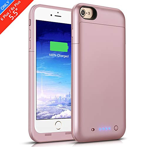 Battery Case for iPhone 6s Plus/6 Plus, 6800mAh Conqto Portable Protective Power Charging Case Compatible with iPhone 6 Plus/6s Plus (5.5 inch) Rechargeable Extended Battery Charger Case-Rose Gold