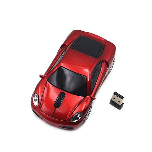 Ai5G Wireless Mouse Sports Car Mouse USB Computer Mice Optical 2.4GHz with Headlight 1600DPI for PC Laptop MAC (Red)