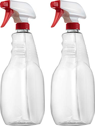 Empty Spray Bottles for Cleaning Solution with Mixor Trigger Sprayer, 32 ounce Refillable Spray Bottles, Adjustable Head Sprayer from Fine to Stream (Pack of 2)