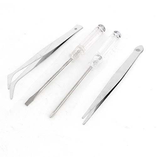 Uxcell 4-in-1 Repairing Tool Slotted Phillips Screwdriver Tweezers, 3mm
