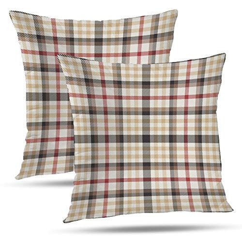 Batmerry Gingham Pillow Covers 18x18 Inch Set of 2, Tartan Plaid Red Black Madras Pattern Double Sided Decorative Pillows Cases Throw Pillows Covers