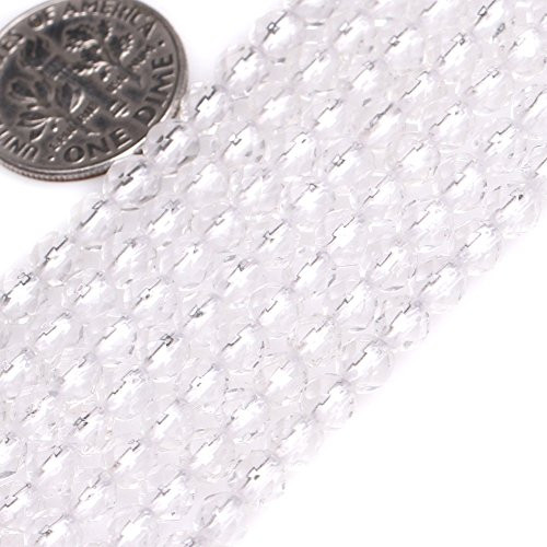 GEM-Inside Clear White Quartz Gemstone Loose Beads Natural 4mm Round Faceted AAA Grade Crystal Energy Stone Power for Jewelry Making 15" GEM-Inside Clear White Quartz Gemstone Loose Beads Natural 4mm Round Faceted AAA Grade Crystal Energy Stone Power for Jewelry Making 15"