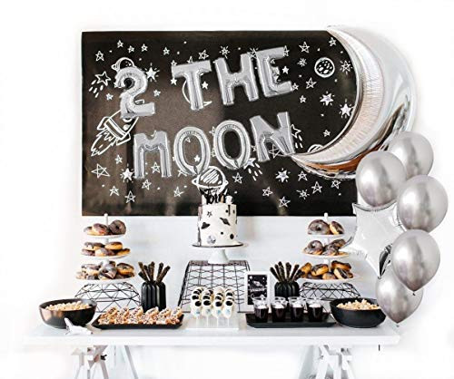 DOYOLLA 2 the Moon Space Birthday Party Balloons Banner, Two the Moon Balloons Kit for Outer Space, Galaxy Astronaut, Space Man Theme baby 2nd Birthday Party Supplies Decoration