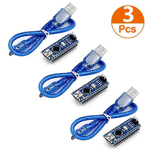 Organizer Nano V3.0 Module ATmega328P 5V 16MHz CH340G Chip Microcontroller Development Board USB Cable for Arduino (Nano 3pcs+3pcs USB Cable)