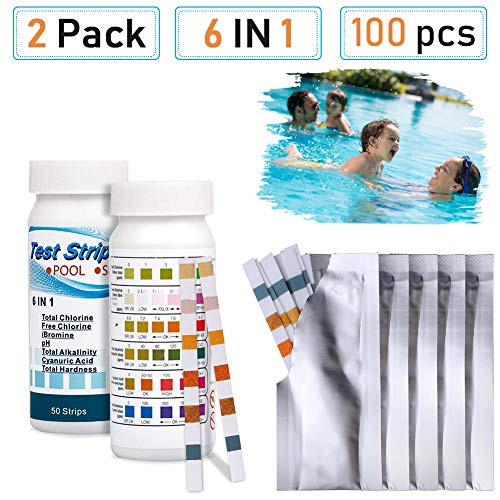 Beager Pool Test Strips, 6 in 1 Spa Test Strips Hot tubs for Total Chlorine, Free Chlorine/Bromine, Total Alkalinity, Cyanuric Acid, Total Hardness Water Chemistry Tester 100 Count Beager Pool Test Strips, 6 in 1 Spa Test Strips Hot tubs for Total Chlorine, Free Chlorine/Bromine, Total Alkalinity, Cyanuric Acid, Total Hardness Water Chemistry Tester 100 Count