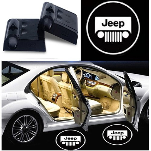 JiangJing 2 Pcs Wireless Car Door Led Welcome Laser Projector Logo Light Ghost Shadow Light Lamp Logos for Jeep Logo
