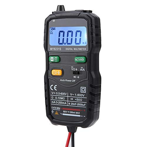 Akozon Digital Electrician Meter 2000 Counts LCD Backlight Display Automatic Intelligent Digital AC DC Voltage Current Resistance Meter Electrician Meter Digital Multimeter