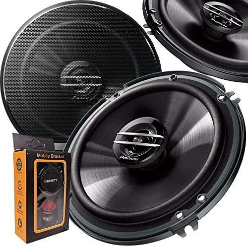 Pair of Pioneer 6-1/2" 6.5" 2-Way 300 Watt Coaxial Car Audio Speakers | TS-G1620F (2 Speakers) + Gravity Magnet Phone Holder