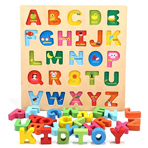 Jamohom Wooden Alphabet Puzzle Baby Learning Letters Blocks ABC Chunky Puzzle Educational Toys for Boy and Girl Gifts Jamohom Wooden Alphabet Puzzle Baby Learning Letters Blocks ABC Chunky Puzzle Educational Toys for Boy and Girl Gifts