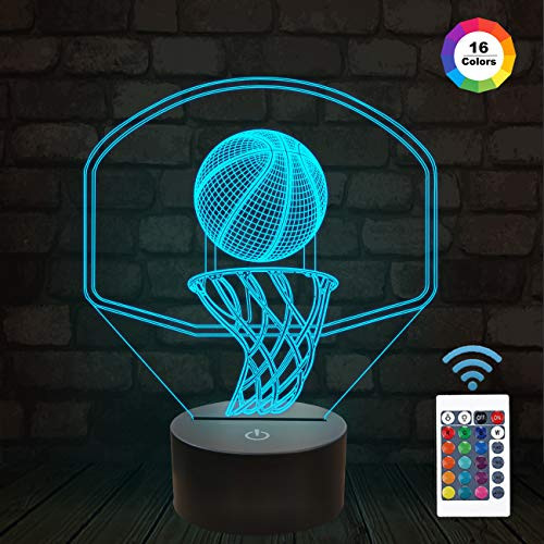 FULLOSUN 3D Basket Night Light Backboard Illusion LED Lamp for Kids' Room Home Xmas Birthday Gifts for Boy Man Friends with 16 Color Changes Remote Control FULLOSUN 3D Basket Night Light Backboard Illusion LED Lamp for Kids' Room Home Xmas Birthday Gifts for Boy Man Friends with 16 Color Changes Remote Control