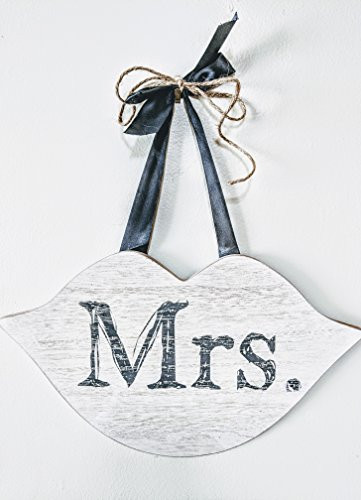 The Painted Cupboard Mrs. Wedding Sign, Rustic Wedding Sign, Mr. & Mrs. Sign, Mrs. Lip Sign, Wedding Sign with Rope Hanger