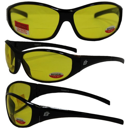 Sparrow Bifocal Safety Glasses By Birdz - Black Frames 1.5 Yellow Lenses