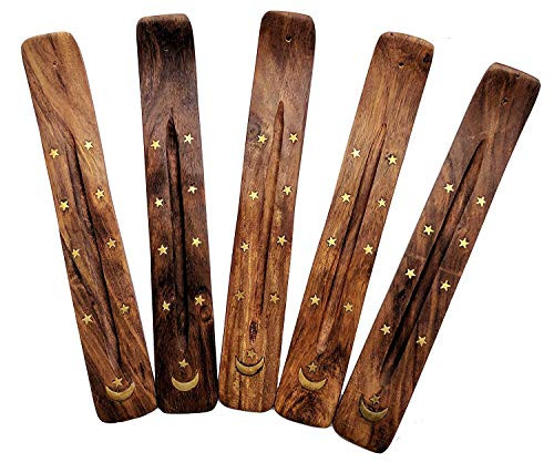 Bless International Traditional Handmade Incense Stick Holder Wood Incense Burner Ash Catcher Incense Stand 10 Inches (5)