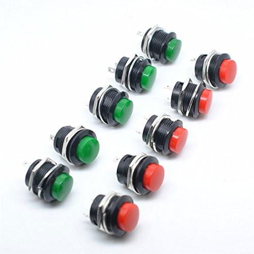 Willwin 5 Pairs R13-507 SPST Momentary Green/Red Push Button Switch 125V/6A 250V/3A