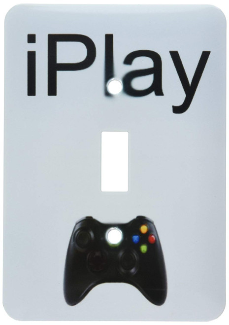 3dRose lsp_180064_1 Iplay, Black Lettering on White Background, Picture of Game Controller Single Toggle Switch