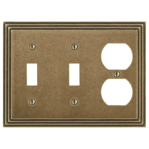 Amertac 84TTDRB 2 Toggle/1 Duplex Steps Wallplate, Rustic Brass