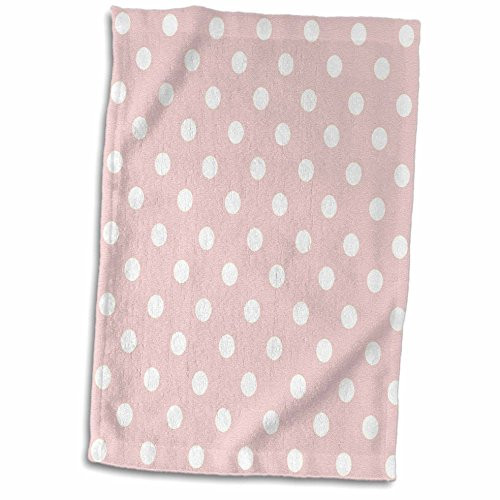 3D Rose Pale Pink and White Polka Dot Print TWL_24688_1 Towel 15" x 22"