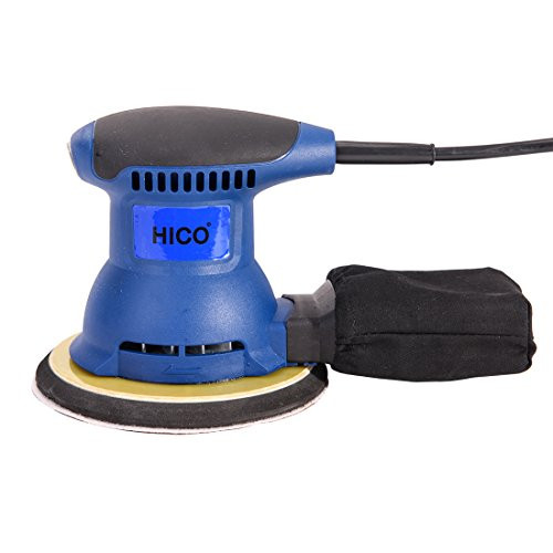 HICO HET205A 6-Inch Electric Orbit Sander Random Handheld Drywall with Palm Sander Pad and Dust Bag, 2.0-Amp Grip Sander, Dust Collection System for DIY