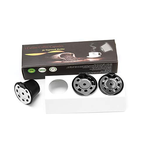 i Cafilas Reusable Capsules Refillable Coffee Capsule Filter Compatible With Nespresso coffee machines with Coffee Spoon brush?upgrade crema style?)